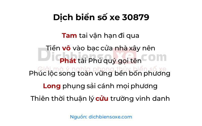 Dịch thơ biển số 30879