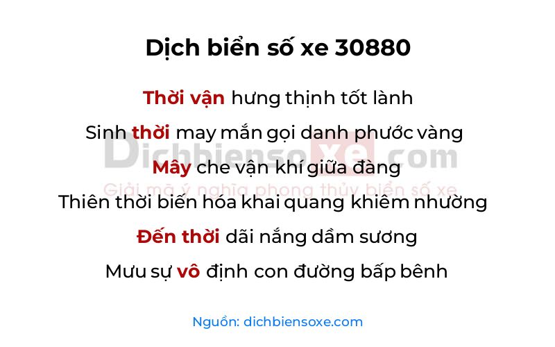 Dịch thơ biển số 30880