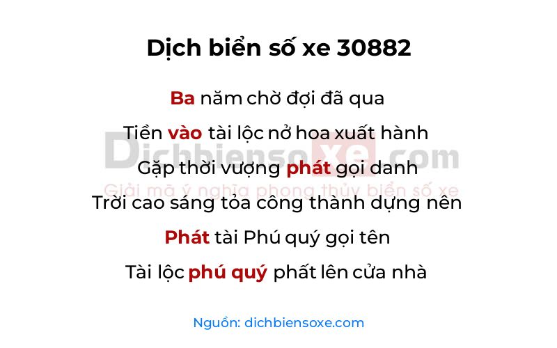 Dịch thơ biển số 30882