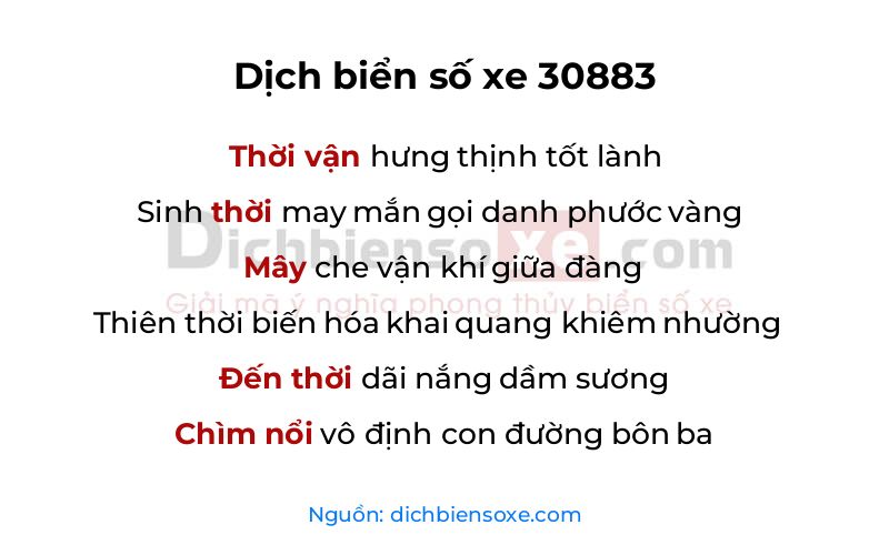 Dịch thơ biển số 30883