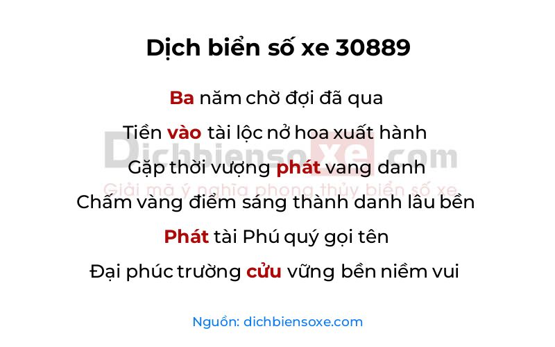 Dịch thơ biển số 30889