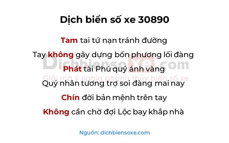 Dịch thơ biển số 30890