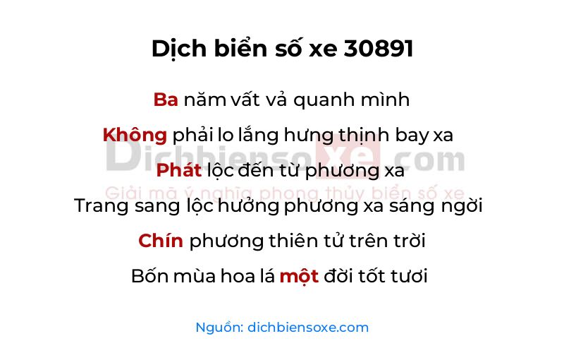 Dịch thơ biển số 30891