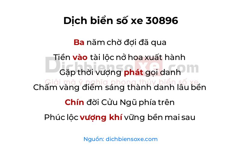 Dịch thơ biển số 30896