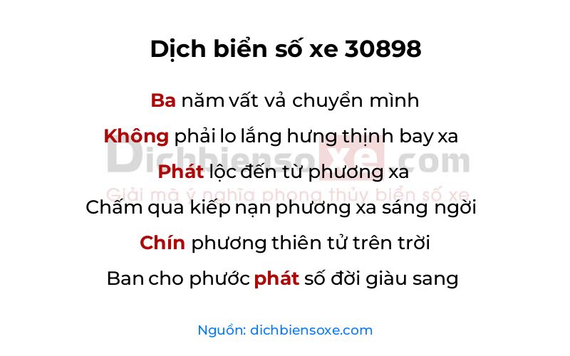 Dịch thơ biển số 30898