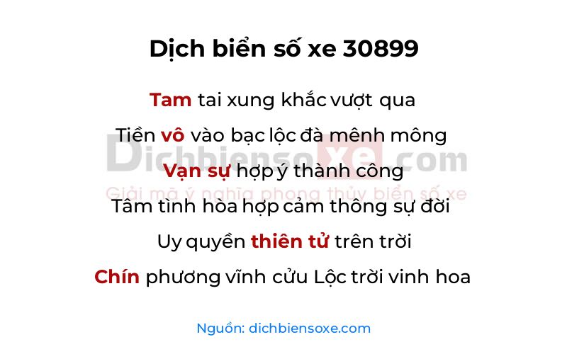 Dịch thơ biển số 30899
