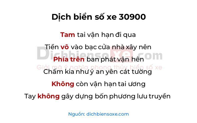 Dịch thơ biển số 30900