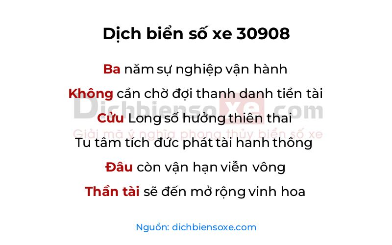 Dịch thơ biển số 30908