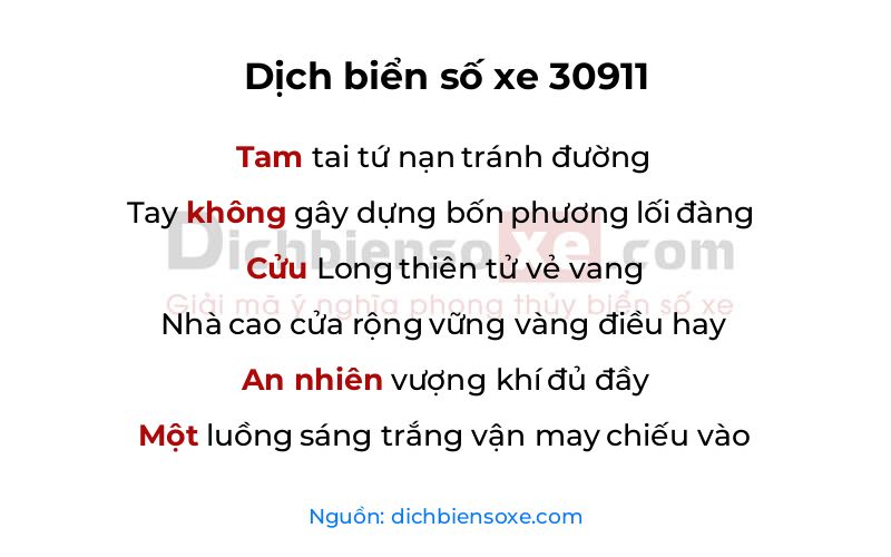 Dịch thơ biển số 30911