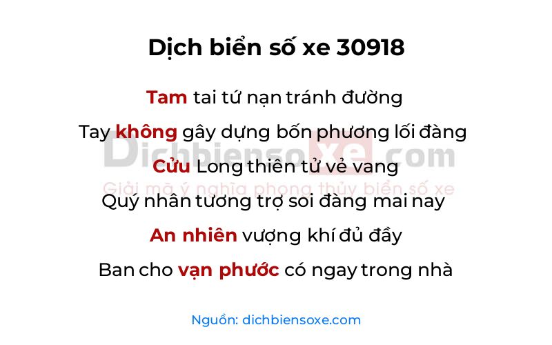Dịch thơ biển số 30918