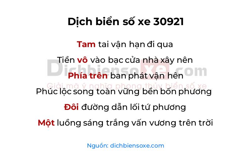 Dịch thơ biển số 30921