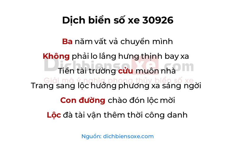Dịch thơ biển số 30926