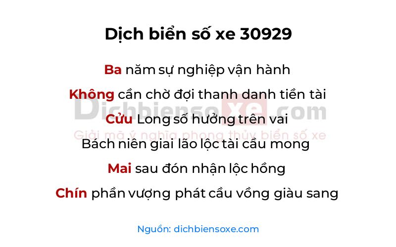 Dịch thơ biển số 30929