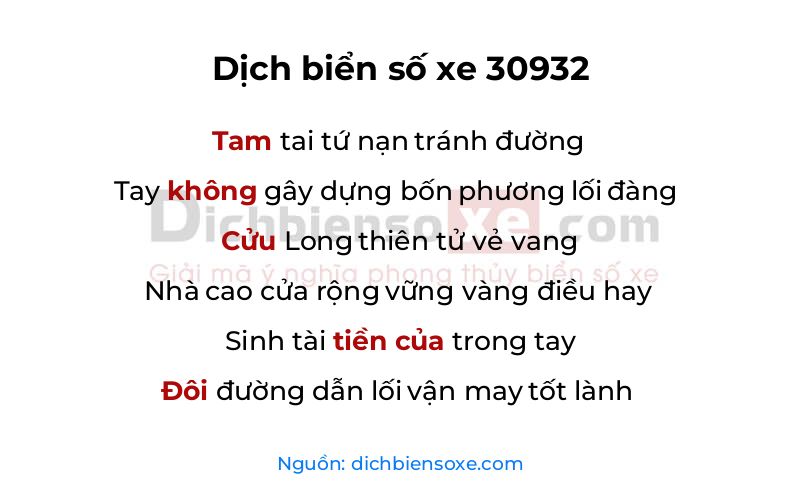 Dịch thơ biển số 30932