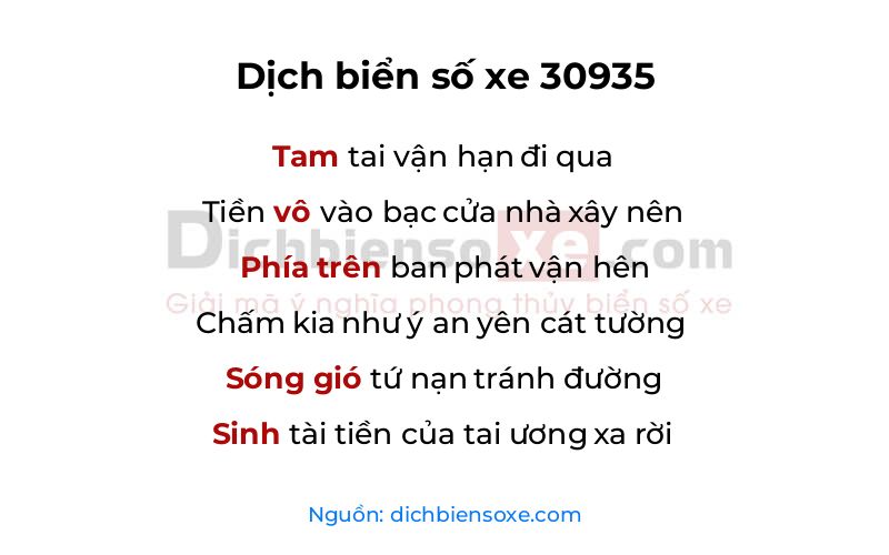 Dịch thơ biển số 30935