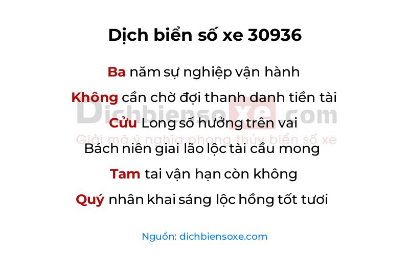 Dịch thơ biển số 30936