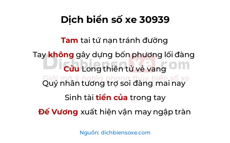 Dịch thơ biển số 30939