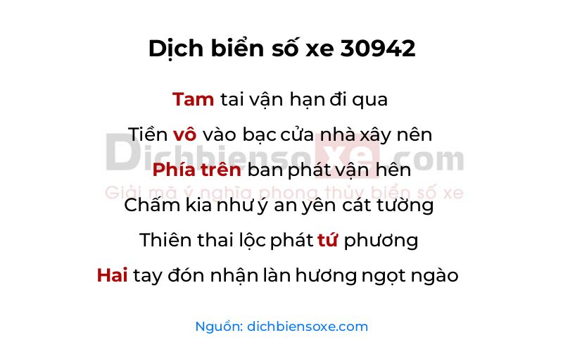 Dịch thơ biển số 30942
