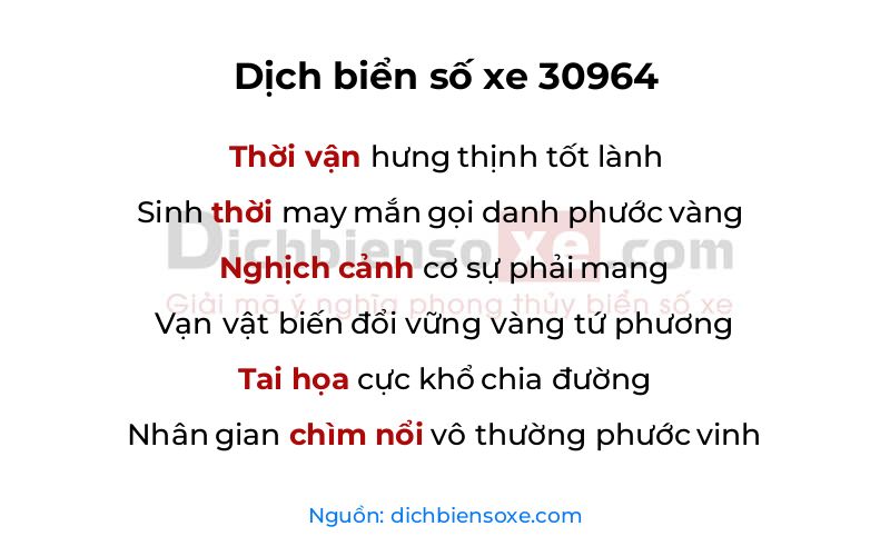 Dịch thơ biển số 30964