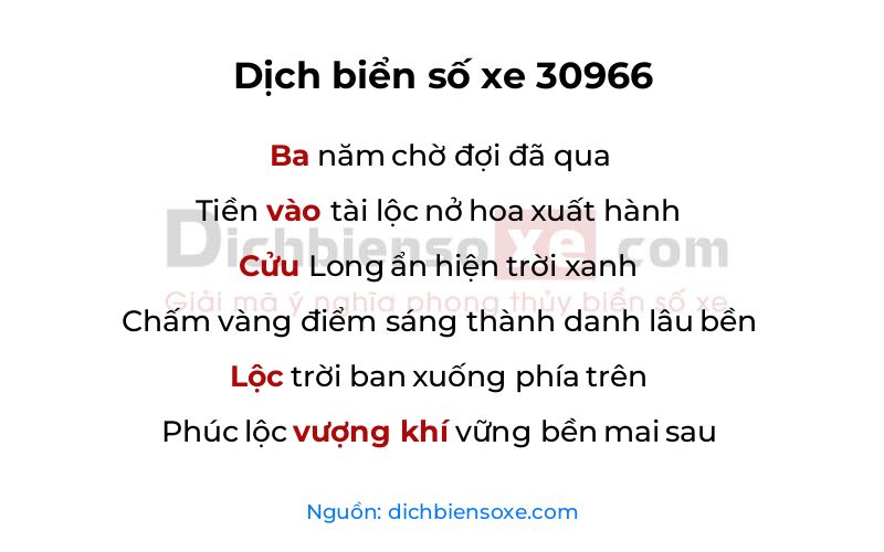 Dịch thơ biển số 30966