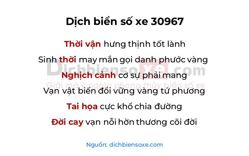 Dịch thơ biển số 30967