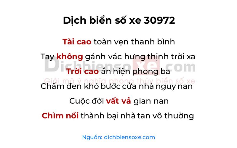 Dịch thơ biển số 30972