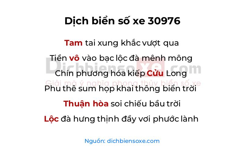 Dịch thơ biển số 30976