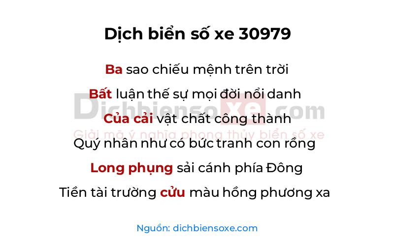 Dịch thơ biển số 30979