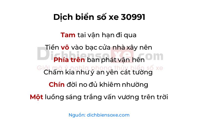 Dịch thơ biển số 30991