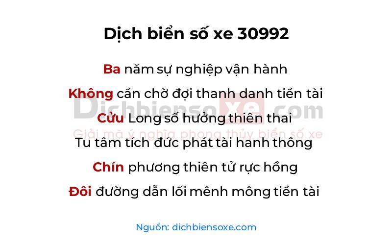 Dịch thơ biển số 30992