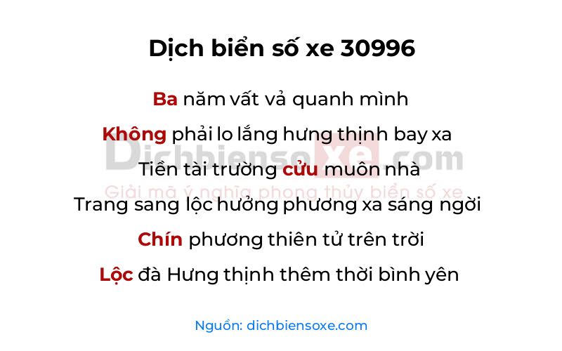 Dịch thơ biển số 30996