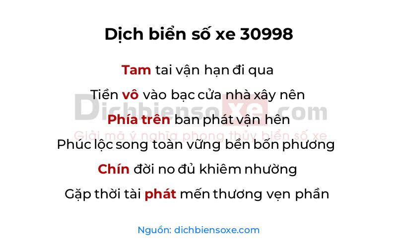 Dịch thơ biển số 30998