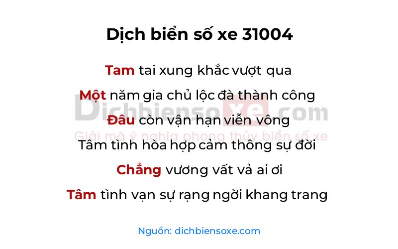 Dịch thơ biển số 31004