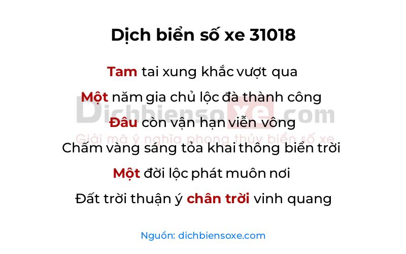 Dịch thơ biển số 31018