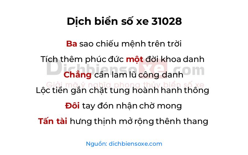 Dịch thơ biển số 31028