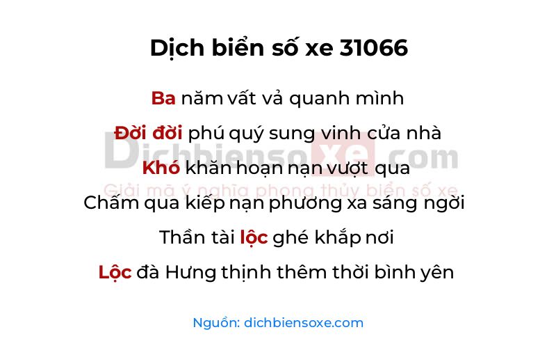 Dịch thơ biển số 31066
