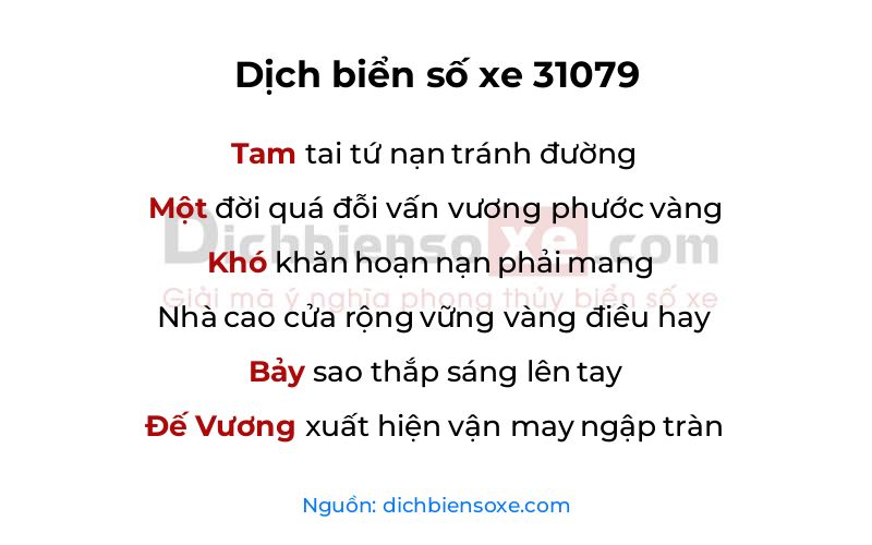 Dịch thơ biển số 31079