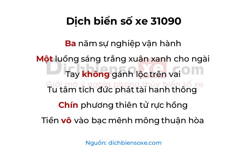 Dịch thơ biển số 31090
