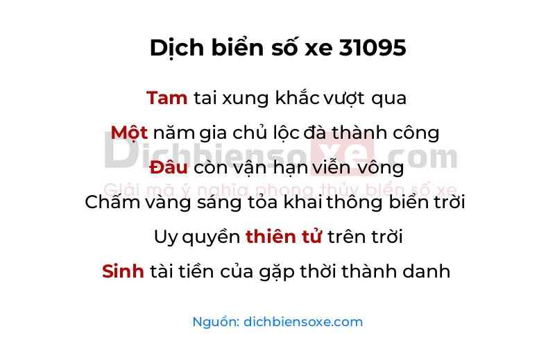 Dịch thơ biển số 31095