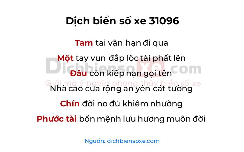 Dịch thơ biển số 31096