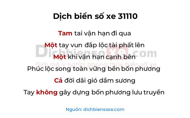 Dịch thơ biển số 31110
