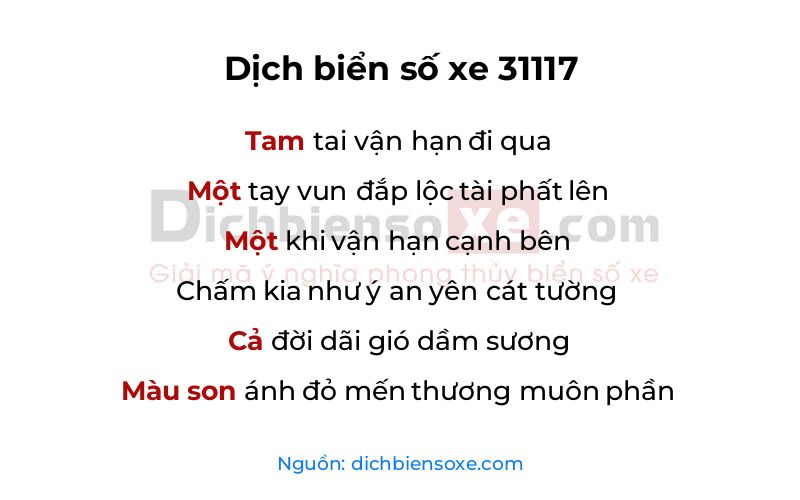 Dịch thơ biển số 31117