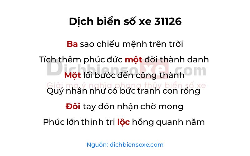 Dịch thơ biển số 31126
