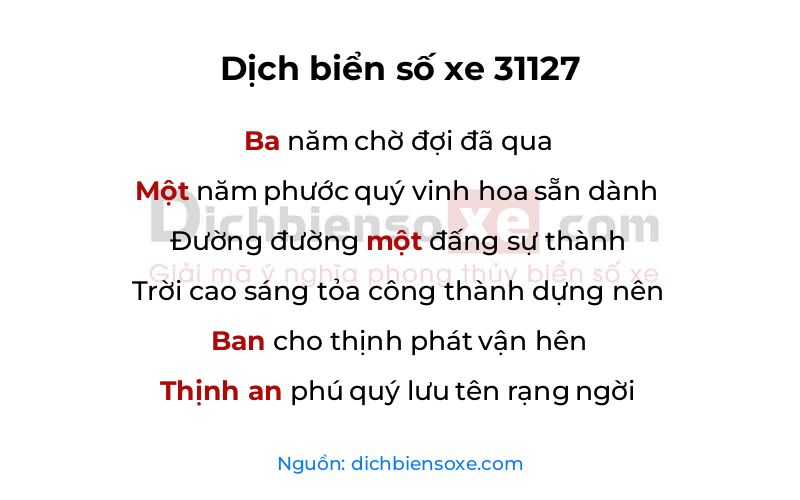 Dịch thơ biển số 31127