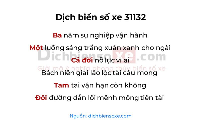 Dịch thơ biển số 31132