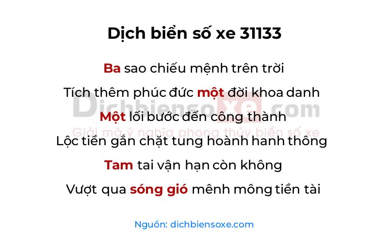 Dịch thơ biển số 31133