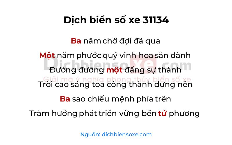 Dịch thơ biển số 31134