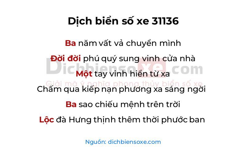 Dịch thơ biển số 31136