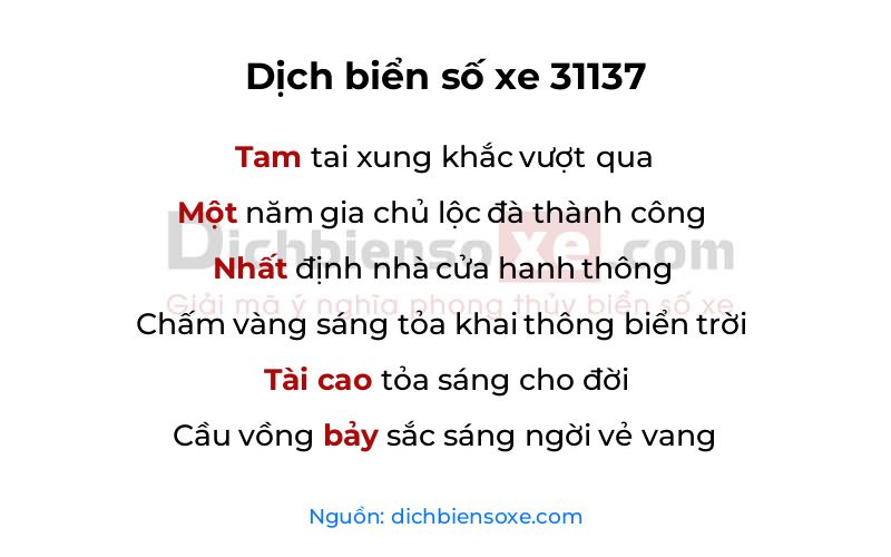 Dịch thơ biển số 31137