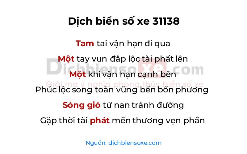Dịch thơ biển số 31138